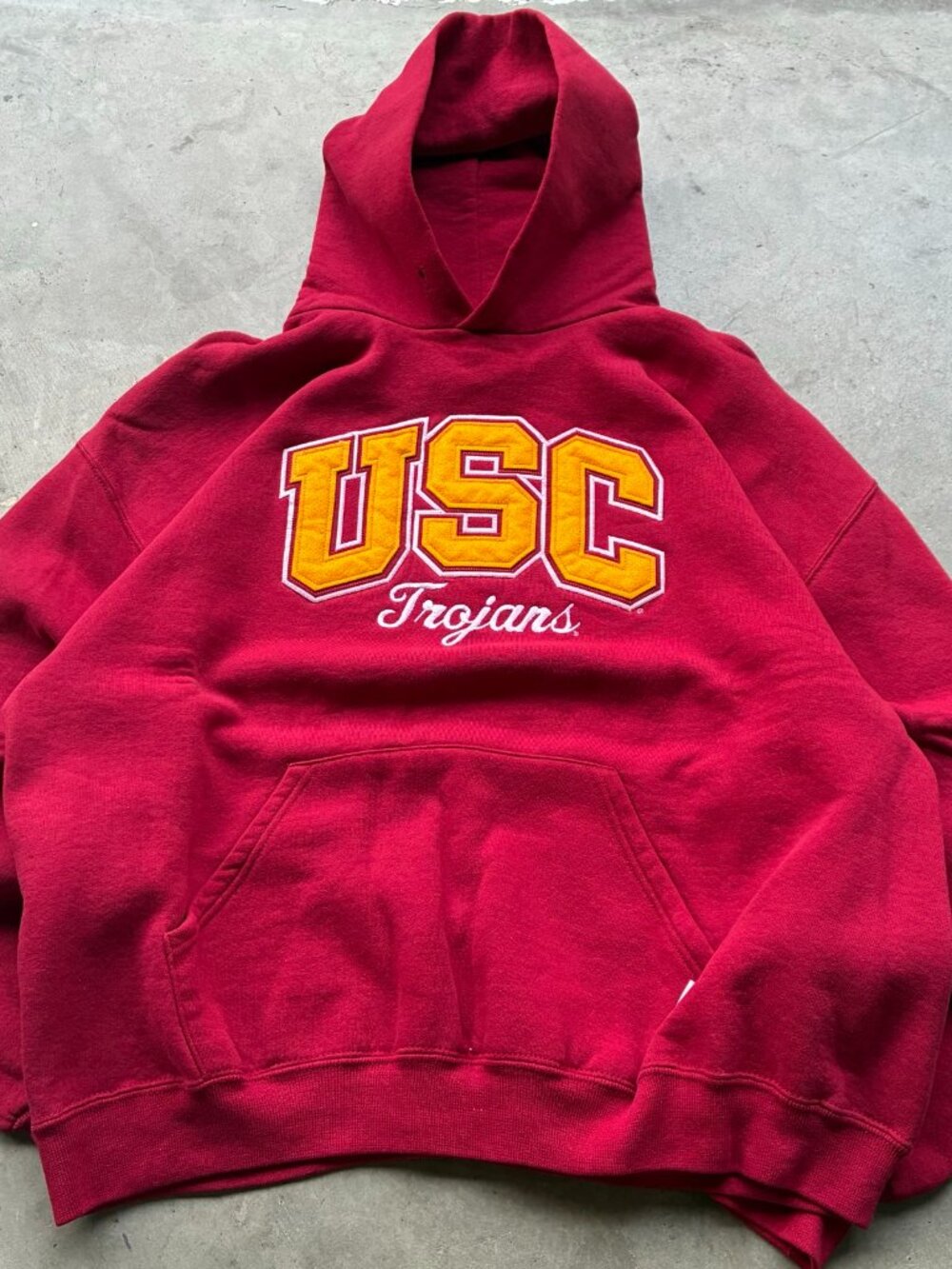 USC Trojans Russell Athletic Applique Hoodie Maroon XL Made in Mexico
